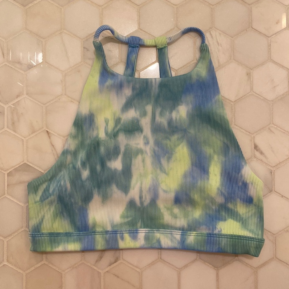 CARBON38 Tie Dye Ribbed Halter Bra